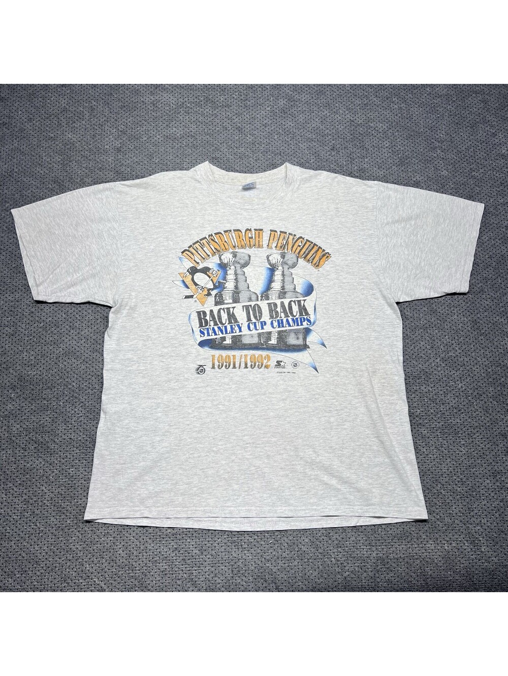 Vintage 1992 Pittsburgh Penguins Back To Back Stanley Cup Champions T-Shirt XL